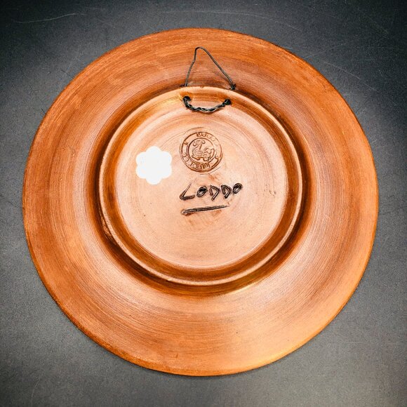 Vintage LODDO DORGALI Chartreuse Peacock Couple Pottery Wall Hanging - Picture 6 of 10